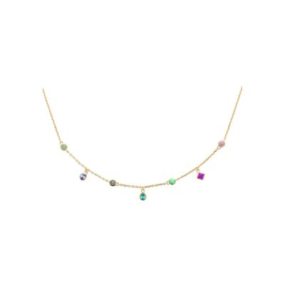 Collier en plaqué or et pierre de couleur