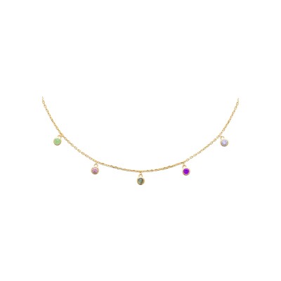 Collier en plaqué or et pierre de couleur