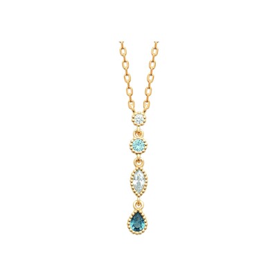 Collier en plaqué or, oxyde de zirconium et pierre naturelle