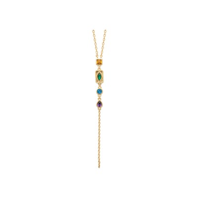 Collier en plaqué or et pierre naturelle