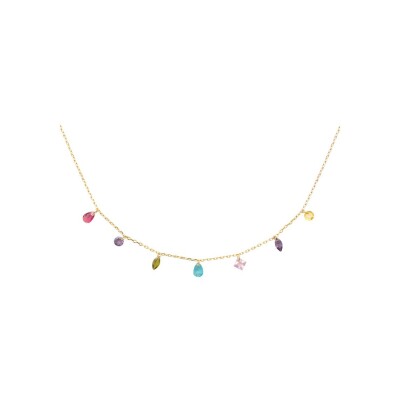 Collier en plaqué or et pierre naturelle