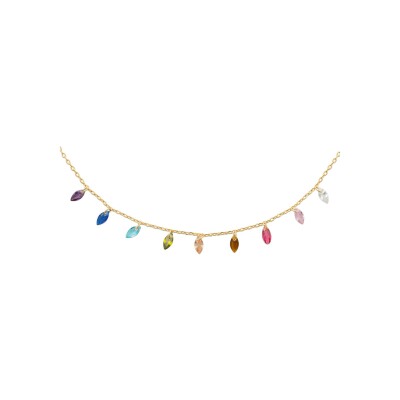 Collier en plaqué or et pierre naturelle