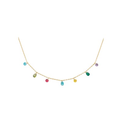 Collier en plaqué or et pierre naturelle