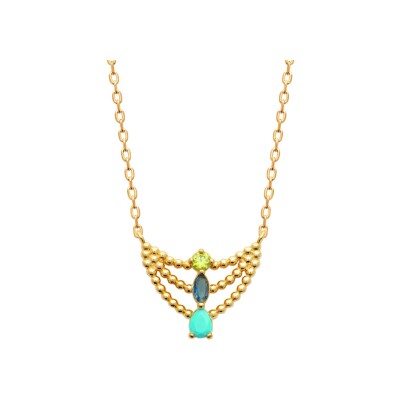 Collier en plaqué or et pierre naturelle
