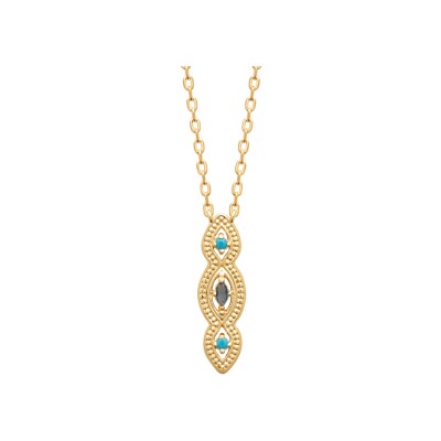 Collier en plaqué or et pierre naturelle