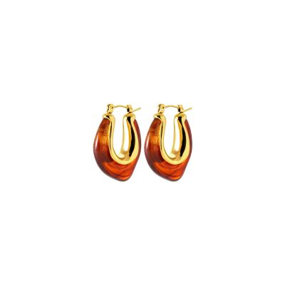 Boucles d'oreilles créoles en acier pvd doré et résine