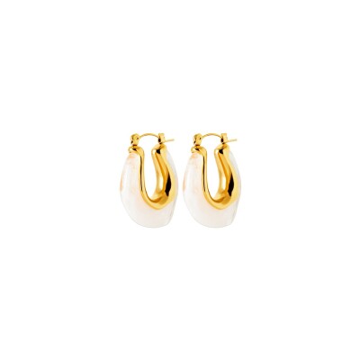 Boucles d'oreilles créoles en acier pvd doré et résine