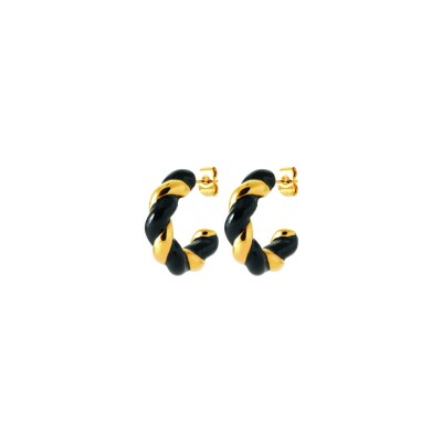 Boucles d'oreilles créoles en acier pvd doré et laque