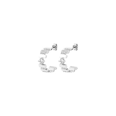 Boucles d'oreilles créoles en argent rhodié et oxyde de zirconium