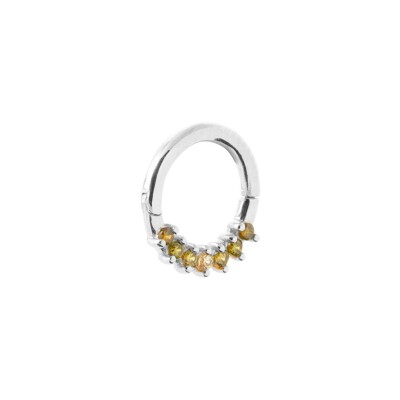 Boucles d'oreilles créoles en argent rhodié et pierre naturelle