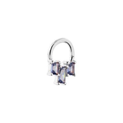 Boucles d'oreilles créoles en argent rhodié et pierre naturelle