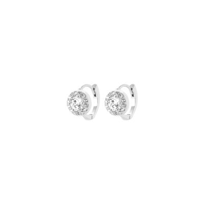 Boucles d'oreilles créoles en argent rhodié et oxyde de zirconium