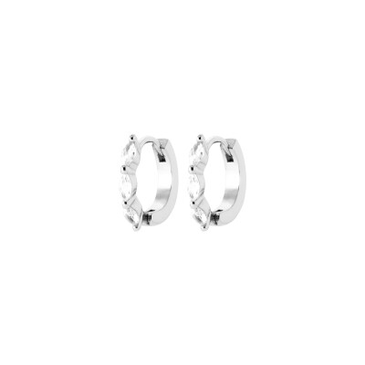 Boucles d'oreilles créoles en argent rhodié et oxyde de zirconium