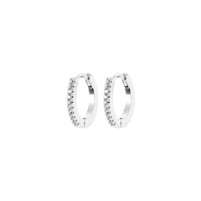 Boucles d'oreilles créoles en argent rhodié et oxyde de zirconium