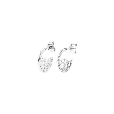 Boucles d'oreilles créoles en argent rhodié et oxyde de zirconium