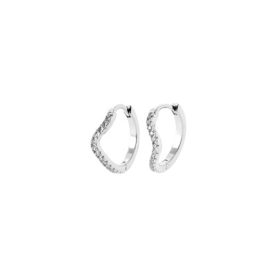 Boucles d'oreilles créoles en argent rhodié et oxyde de zirconium