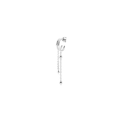 Mono boucle d'oreille créole en argent rhodié