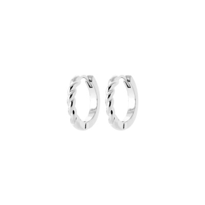 Boucles d'oreilles créoles en argent rhodié