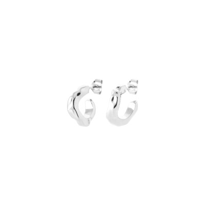 Boucles d'oreilles créoles en argent rhodié