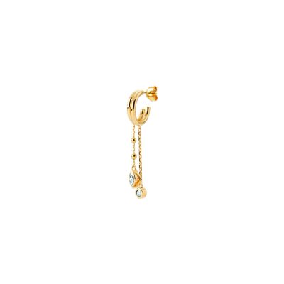 Mono boucle d'oreille créole en plaqué or et oxyde de zirconium