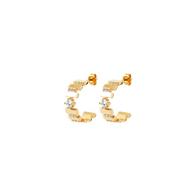 Boucles d'oreilles créoles en plaqué or et oxyde de zirconium