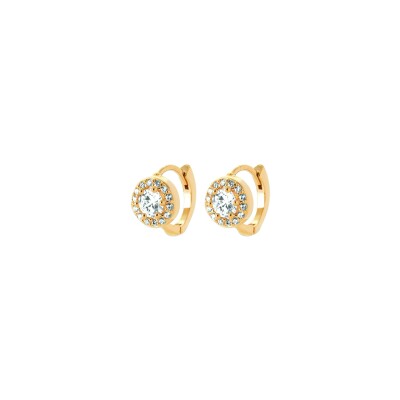 Boucles d'oreilles créoles en plaqué or et oxyde de zirconium