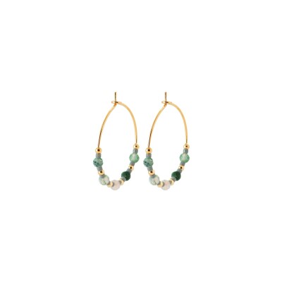 Boucles d'oreilles créoles en plaqué or et agate