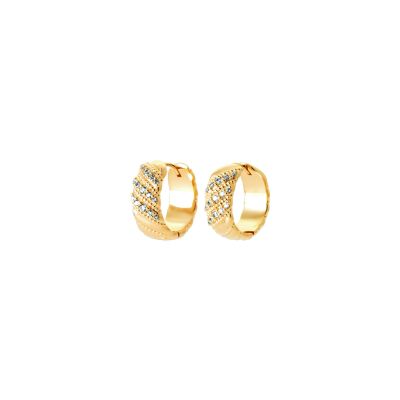 Boucles d'oreilles créoles en plaqué or et oxyde de zirconium
