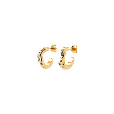 Boucles d'oreilles créoles en plaqué or et pierre naturelle