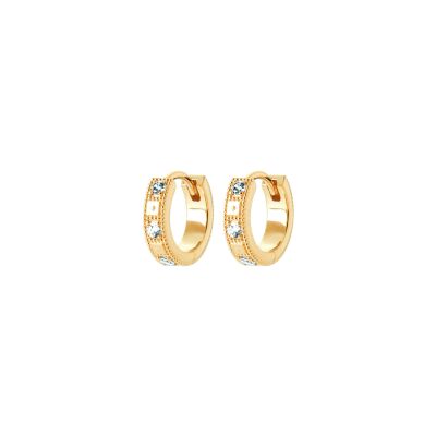 Boucles d'oreilles créoles en plaqué or et oxyde de zirconium