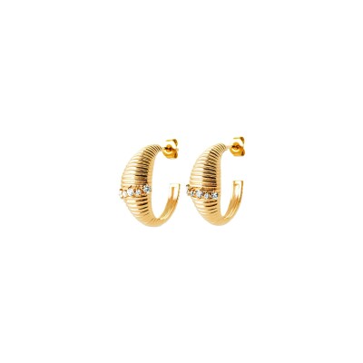 Boucles d'oreilles créoles en plaqué or et oxyde de zirconium