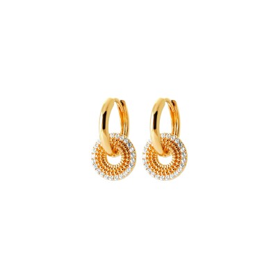 Boucles d'oreilles créoles en plaqué or et oxyde de zirconium