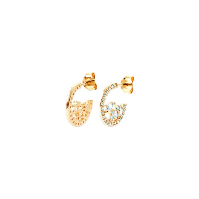 Boucles d'oreilles créoles en plaqué or et oxyde de zirconium