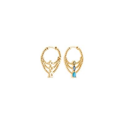 Boucles d'oreilles créoles en plaqué or et pierre naturelle