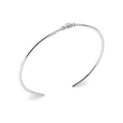 Bracelet jonc en argent rhodié et oxyde de zirconium