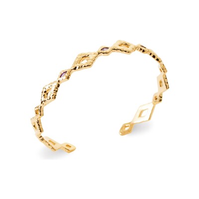 Bracelet jonc en plaqué or et pierre naturelle