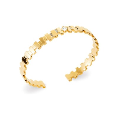 Bracelet jonc en plaqué or et oxyde de zirconium