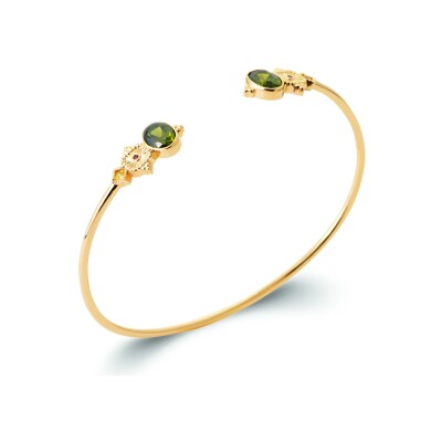 Bracelet jonc en plaqué or et pierre naturelle