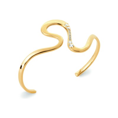 Bracelet jonc en plaqué or et oxyde de zirconium