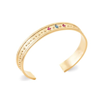 Bracelet jonc en plaqué or et pierre naturelle