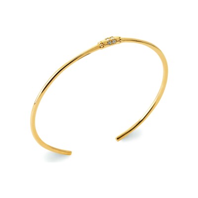 Bracelet jonc en plaqué or et oxyde de zirconium