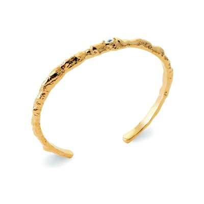 Bracelet jonc en plaqué or et oxyde de zirconium