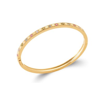 Bracelet jonc en plaqué or et pierre naturelle