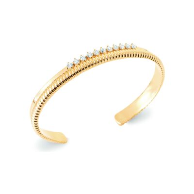 Bracelet jonc en plaqué or et oxyde de zirconium