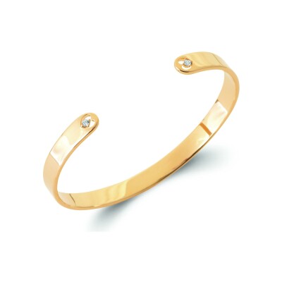 Bracelet jonc en plaqué or et oxyde de zirconium