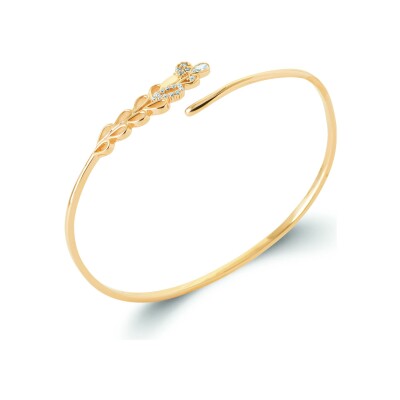 Bracelet jonc en plaqué or et oxyde de zirconium