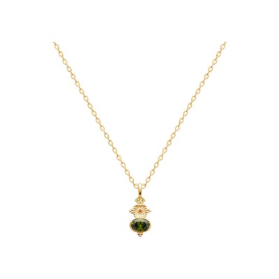Pendentif en plaqué or et pierre naturelle