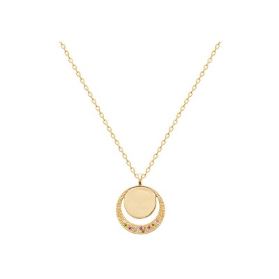 Pendentif en plaqué or et pierre naturelle