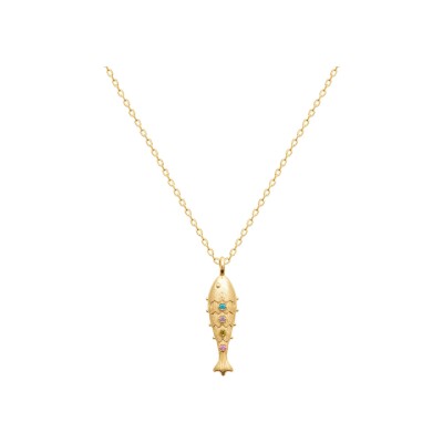 Pendentif en plaqué or et pierre naturelle
