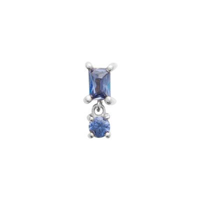 Piercing en argent rhodié, titane rhodié et pierre naturelle